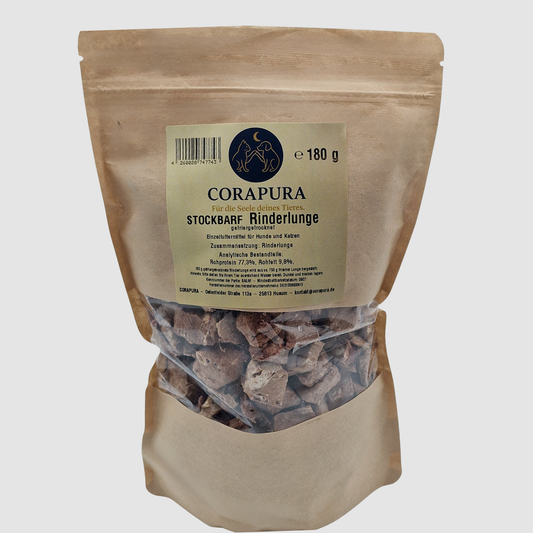 STOCKBARF Rinderlunge  – Natürlicher Snack für Hunde und Katzen (180 g)