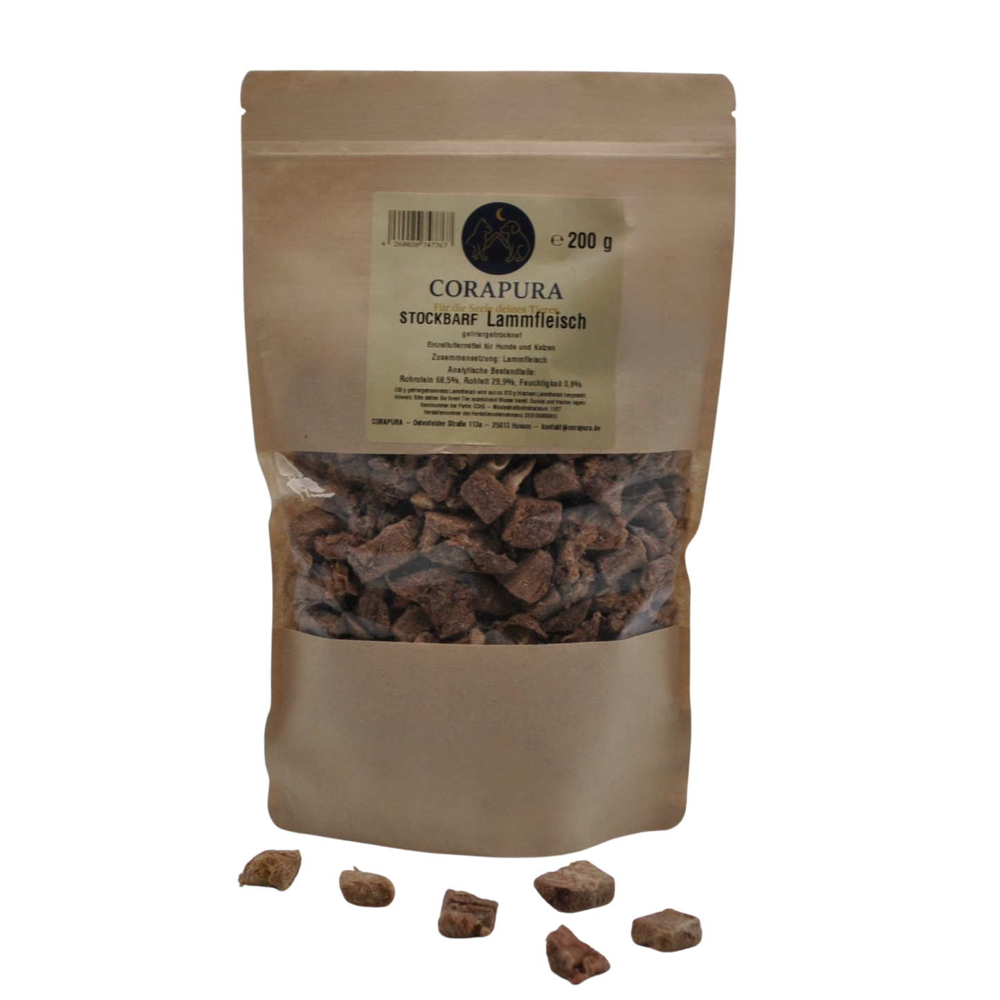 STOCKBARF Lammfleisch– Proteinreicher Snack für Hunde & Katzen (200 g)
