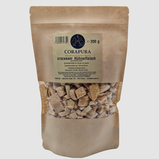 STOCKBARF Hühnerfleisch– Proteinreicher Snack für Hunde und Katzen (200 g)