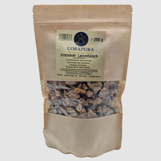 STOCKBARF Lammfleisch– Proteinreicher Snack für Hunde & Katzen (200 g)