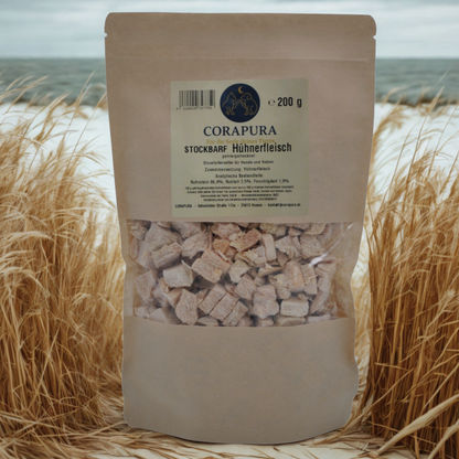 STOCKBARF Hühnerfleisch– Proteinreicher Snack für Hunde und Katzen(200 g)
