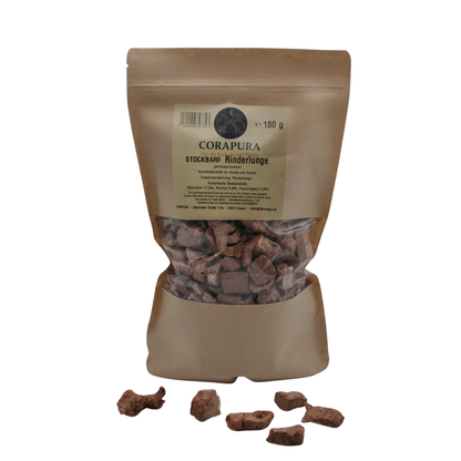 STOCKBARF Rinderlunge  – Natürlicher Snack für Hunde und Katzen (180 g)