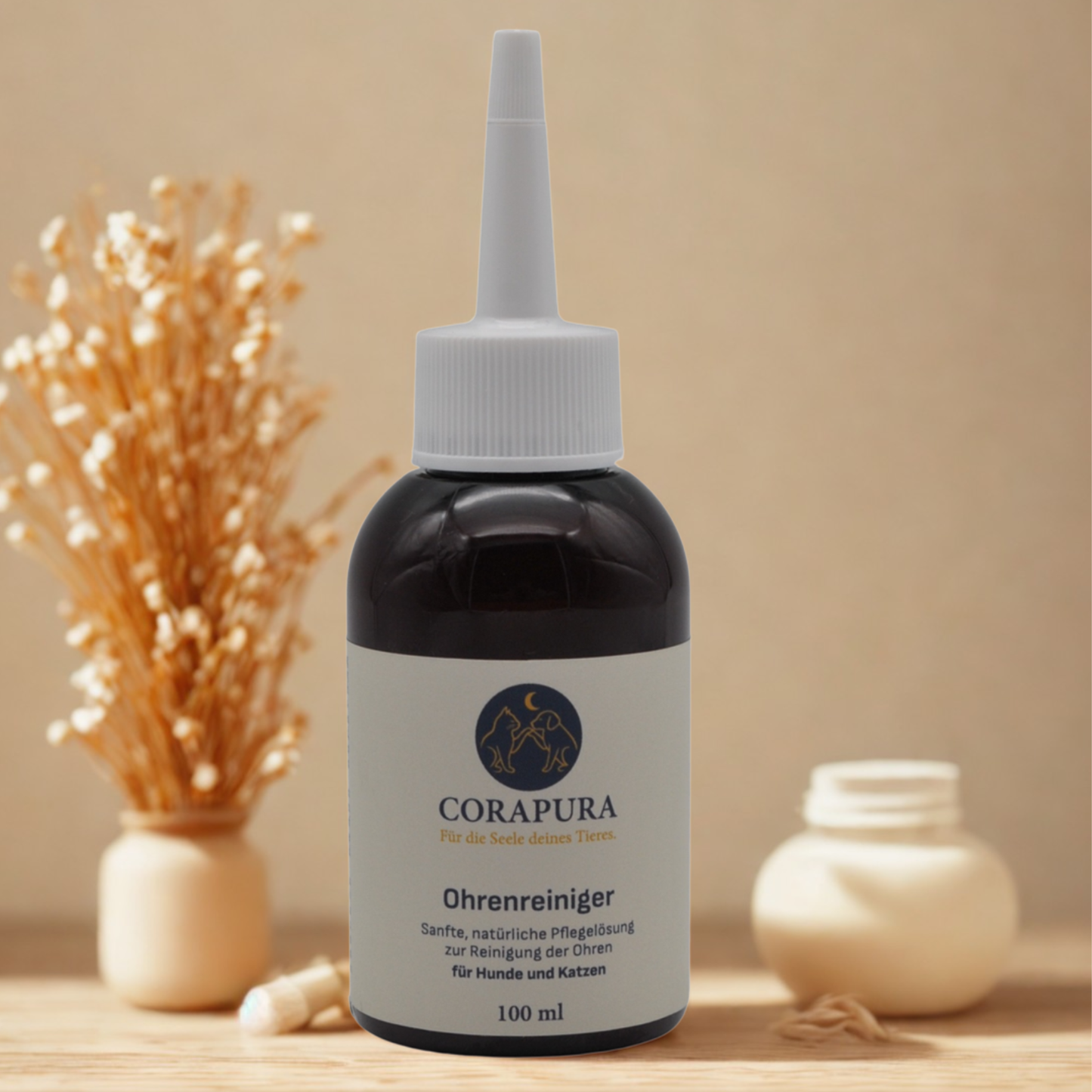 CORAPURA Ohrenreiniger - sanfte, natürliche Pflegelösung zur Reinigung der Ohren für Hunde und Katzen 100 ml