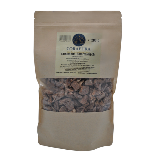 STOCKBARF Lammfleisch– Proteinreicher Snack für Hunde & Katzen (200 g)